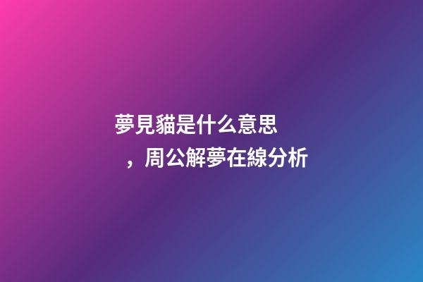 夢見貓是什么意思，周公解夢在線分析